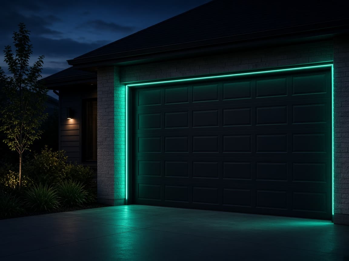 Garage door company technician installing a residential garage door
